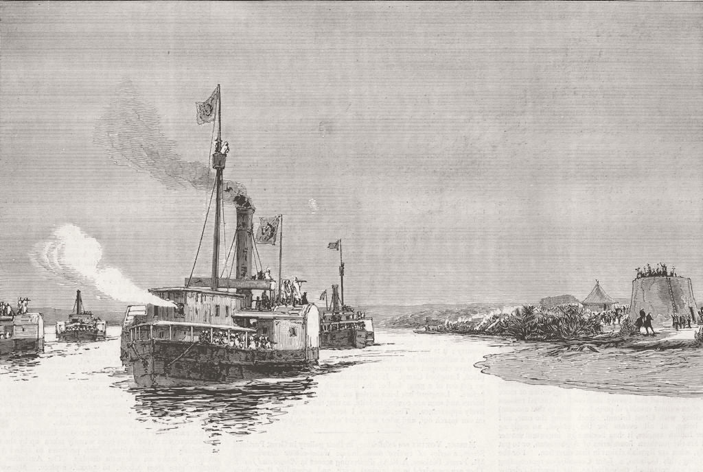 ETHIOPIA. Gordon's ships Metemmeh from Khartoum, 21 1885 old antique print